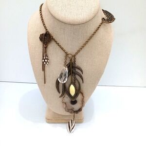 Express Boho southwestern Statement Necklace Feather Agate Style Pendant